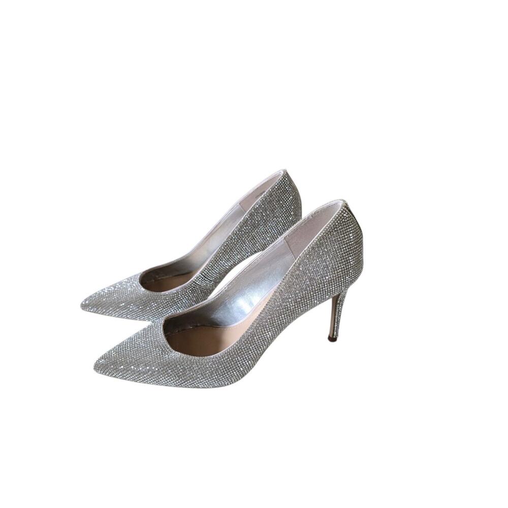 Steve Madden Silver Sparkle 3" Heel Light Up the Town Shoes Size 7M